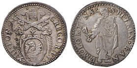 Gregorio XIII (1572-1585) Fano - Testone – Munt. manca AG (g 9,60) RRR Modeste macchie, conservazione eccezionale per il tipo di moneta

SPL