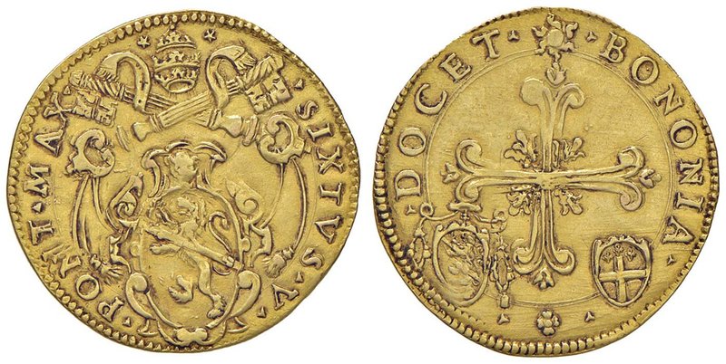 Sisto V (1585-1590) Bologna - Doppia – Munt. 92 AU (g 6,63) RRRR Bell’esemplare ...