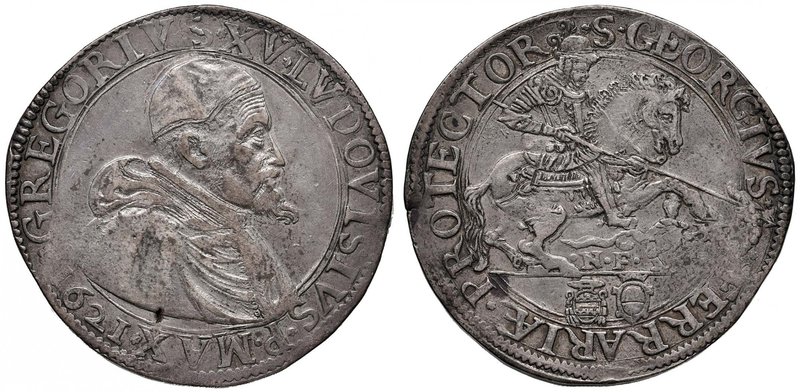 Gregorio XV (1621-1623) Ferrara - Piastra 1621 – Munt. 38; CNI 4 AG (g 31,85) RR...