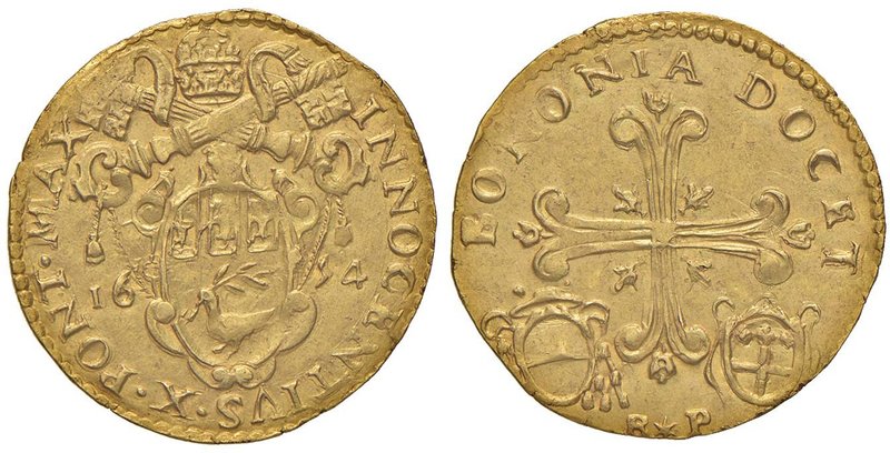 Innocenzo X (1644-1655) Bologna – Doppia 1654 – Munt. 99 var. (stemma diverso) A...