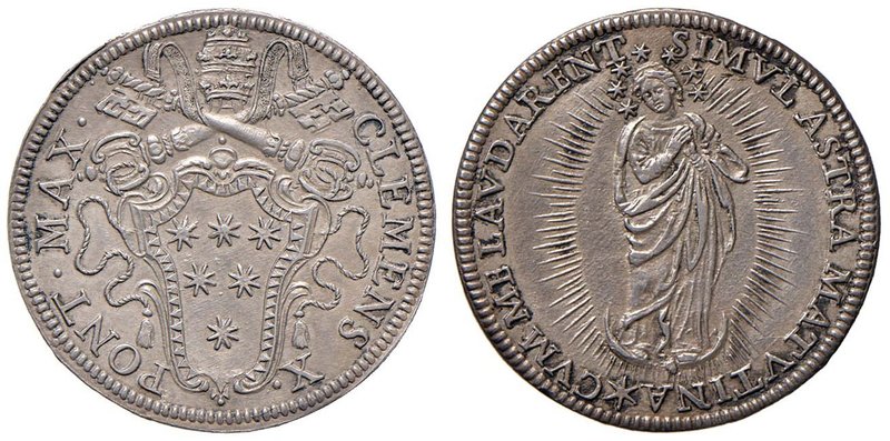 Clemente X (1670-1676) Giulio – Munt. 31 AG (g 3,27) RRR Moneta assai rara a tro...
