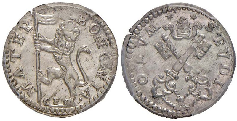 Clemente XI (1700-1721) Bologna – Bolognino anonimo sigla C F – Munt. 209 MI RRR...