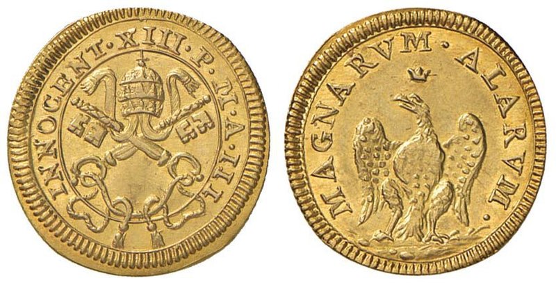 Innocenzo XIII (1721-1724) Mezzo scudo d’oro A. III – Munt. 3 AU (g 1,65) RRRR
...