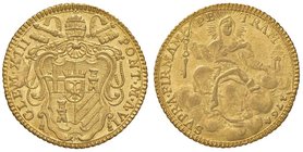 Clemente XIII (1758-1769) Zecchino 1764 A. VI – Munt. 6a var. AU (g 3,42) RRRR Variante inedita senza punto dopo A. VI, di conservazione eccezionale p...