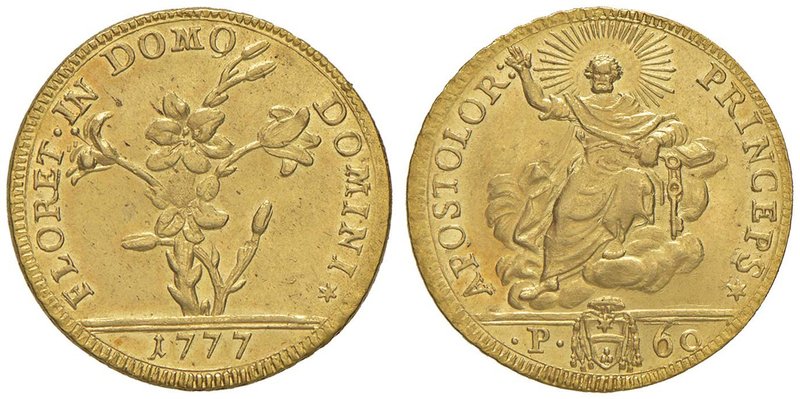 Pio VI (1774-1799) 2 Doppie 1777 – Munt. 1 AU (g 10,93) RRR Esemplare di conserv...