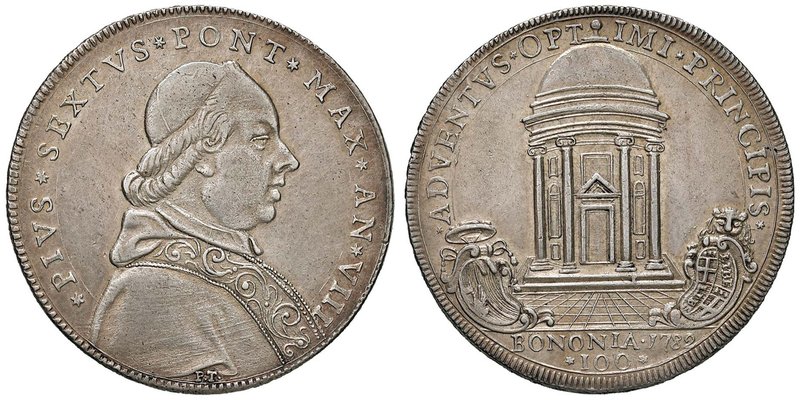 Pio VI (1774-1799) Bologna – Scudo 1782 A. VIII – Munt. 197 AG (g 26,50) Ex InAs...