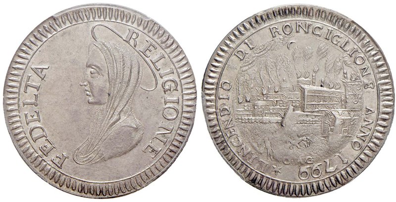 Ronciglione – Occupazione austriaca (1799) 3 Baiocchi 1799 in argento – AG RRR I...