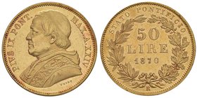 Pio IX (1846-1870) 50 Lire 1870 A. XXIV – Nomisma 623 AU (g 16,12) RRR Conservazione eccezionale

FDC