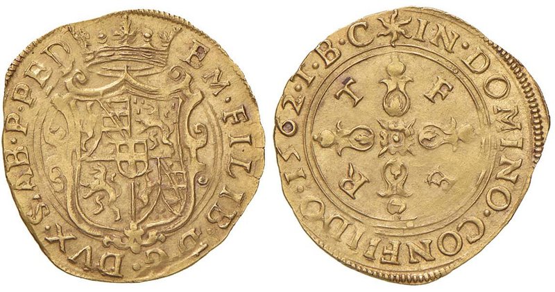 Emanuele Filiberto (1553-1580) Scudo d’oro 1562 sigla T B C – MIR 496a AU (g 3,3...
