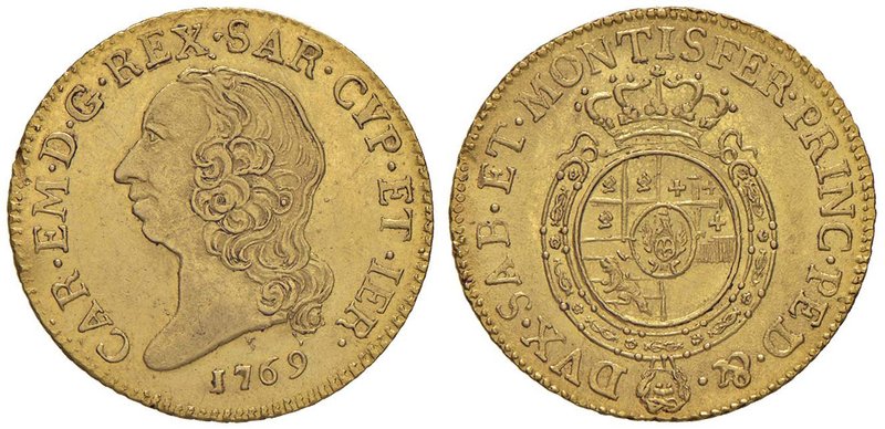 Carlo Emanuele III (1730-1773) Doppia 1769 – Nomisma 125; MIR 943n AU (g 9,60) R...