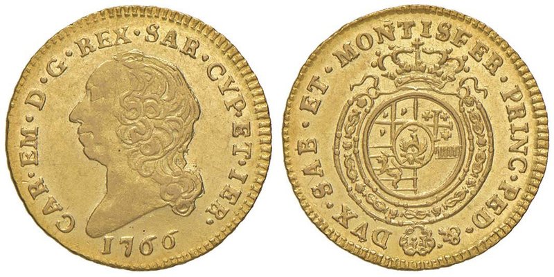 Carlo Emanuele III (1730-1773) Mezza doppia 1766 – Nomisma 140 (indicata R/4); M...