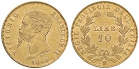 Vittorio Emanuele II re eletto (1859-1861) 10 Lire 1860 B – Nomisma 822 AU RR Tiratura di soli 1.145 esemplari. Minimi graffietti al D/ e colpetto al ...