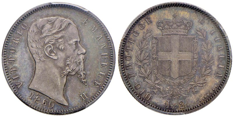 Vittorio Emanuele II re eletto (1859-1861) 2 Lire 1860 B – Nomisma 826 AG RR In ...