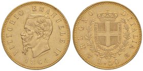 Vittorio Emanuele II (1861-1878) 50 Lire 1864 T – Nomisma 846 AU RRRR Tiratura di 103 esemplari. Una delle monete più rare e ricercate del Regno d’Ita...