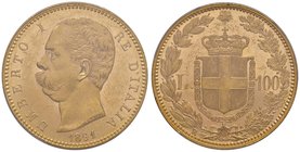 Umberto I (1878-1900) 100 Lire 1891 – Nomisma 974 AU RRR Tiratura di soli 209 esemplari. In slab PCGS MS61

qFDC
