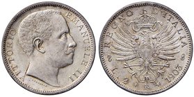Vittorio Emanuele III (1900-1946) 2 Lire 1903 – Nomisma 1153; Pag. 727 AG RRR Moneta di eccezionale rarità a reperirsi in stato zecca tanto che Gigant...