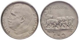 Vittorio Emanuele III (1900-1946) 50 Centesimi 1924 R – Nomisma 1240 NI RR In slab PCGS MS64 “reeded edge”. Conservazione eccezionale 

FDC
