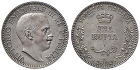 Vittorio Emanuele III (1900-1946) Somalia - Rupia 1910 Prova sabbiata – Nomisma P73; P.P. manca AG (g 11,70) RRR

FDC