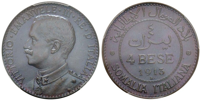 Vittorio Emanuele III (1900-1946) Somalia - 4 Bese 1913 – Nomisma 1431 CU RR In ...