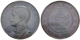 Vittorio Emanuele III (1900-1946) Somalia - 4 Bese 1913 – Nomisma 1431 CU RR In slab PCGS MS65BN. Conservazione eccezionale 

FDC