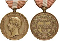 MEDAGLIE Granducato di Toscana Medaglia 1849 Onore e fedeltà 12 aprile – Opus: Niederost - MD (g 29,53 – Ø 34 mm) RRRR Con nastrino, colpetto al bordo...