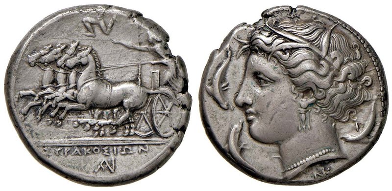 SICILIA Siracusa - Tetradramma (tempo di Agatocle, circa 310-305 a.C.) Testa di ...