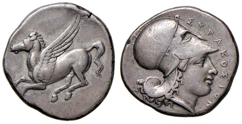 SICILIA Siracusa - Statere (circa 344-317 a.C.) Testa elmata di Atena a d. - R/ ...