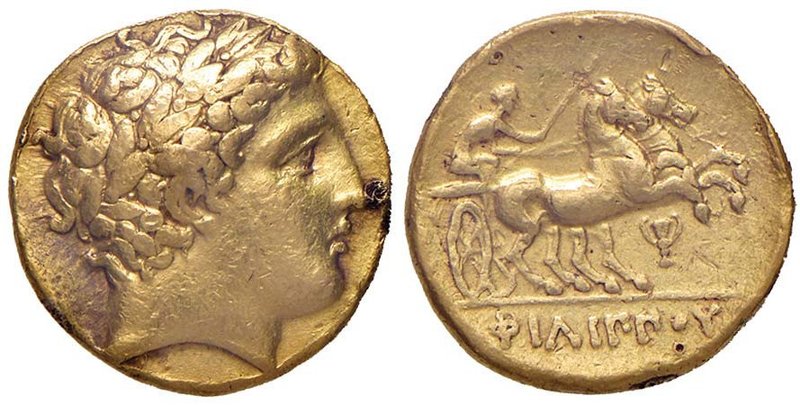 MACEDONIA Filippo II (359-334 a.C.) Statere - Testa laureata di Apollo a d. - R/...