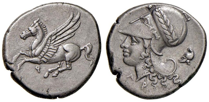 CORINTIA Corinto - Statere (circa 375-300 a.C.) Pegaso a s. – R/ Testa elmata di...