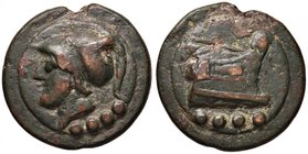 Anonime - Triens (225-217 a.C.) Testa di Minerva a s. - R/ Prua di nave a d. – Cr. 35/3a AE (g 88,71)

BB