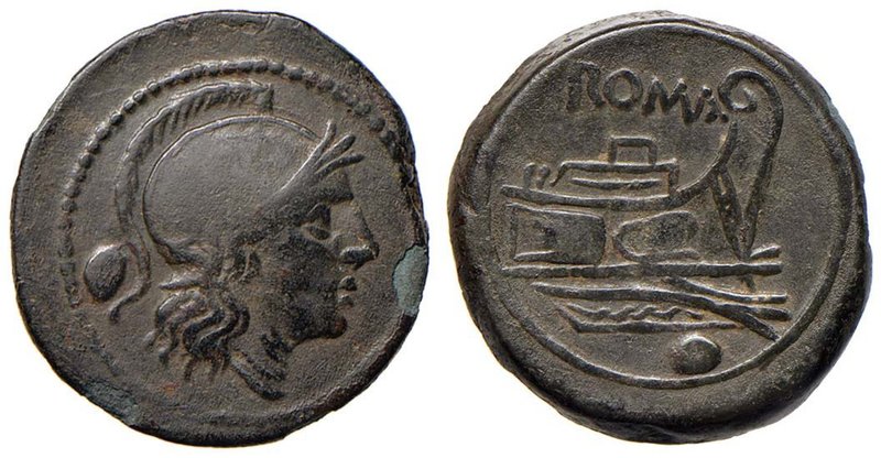 Anonime - Oncia (215-212 a.C.) Testa elmata di Roma a d. - R/ Prua a d. – Cr. 41...