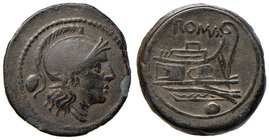 Anonime - Oncia (215-212 a.C.) Testa elmata di Roma a d. - R/ Prua a d. – Cr. 41/10 Æ (g 7,75)

BB+