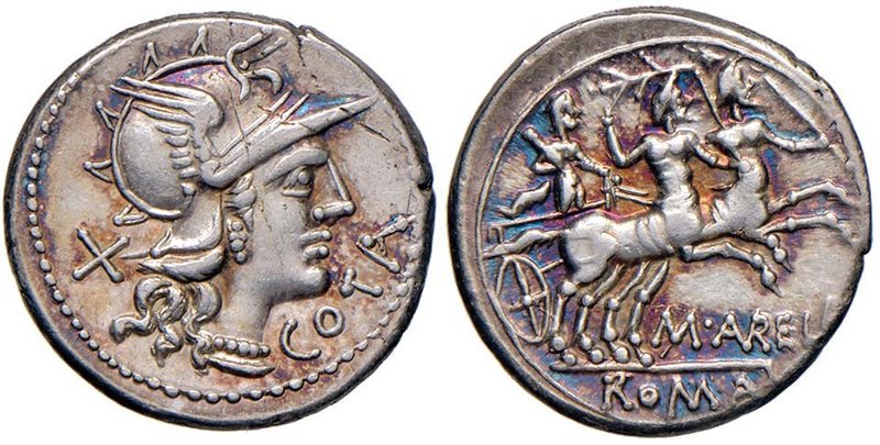 Aurelia – M. Aurelius Cotta - Denario (139 a.C.) Testa di Roma a d. - R/ Ercole ...