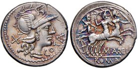 Aurelia – M. Aurelius Cotta - Denario (139 a.C.) Testa di Roma a d. - R/ Ercole su biga di centauri a d. – B. 16; Cr. 229/1 AG (g 3,79) R Piccola scre...