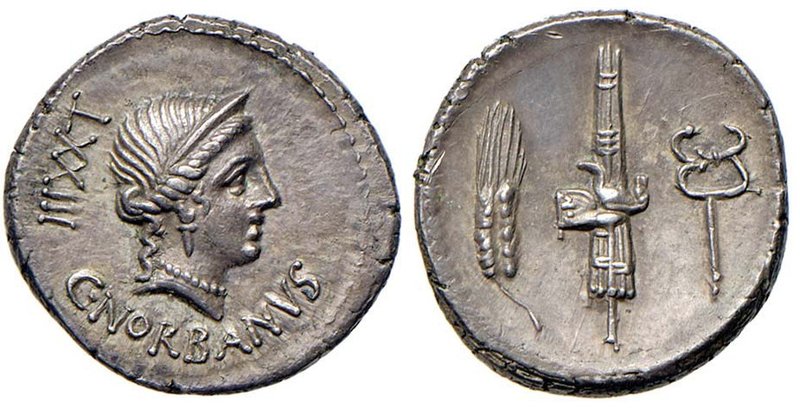 Norbana – Caius Norbanus - Denario (83 a.C.) Testa di Venere a d. - R/ Spiga, fa...