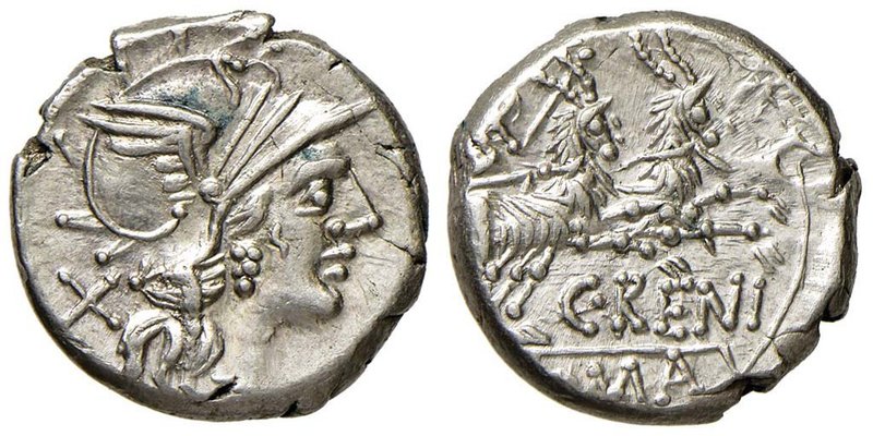 Renia – C. Renius - Denario (138 a.C.) Testa di Roma a d. – R/ Giunone Caprotina...