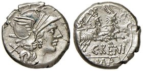 Renia – C. Renius - Denario (138 a.C.) Testa di Roma a d. – R/ Giunone Caprotina su biga trainata da due caproni – B. 1; Cr. 231/1 AG (g 4,06) Di inso...