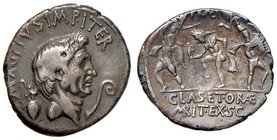 Sesto Pompeo – Denario (42-40 a.C.) Testa a d. - R/ Anapia e Amfinomo con i loro genitori sulle spalle, tra loro, Nettuno – B. 27; Cr. 511/3a AG (g 3,...