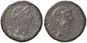 Ottaviano - Asse (38 a.C.) Testa a d. - R/ DIVOS IVLIVS, testa laureata di Cesare a d. – Cr. 535/1 AE (g 22,86) Piccoli ritocchi, modesta porosità 
...