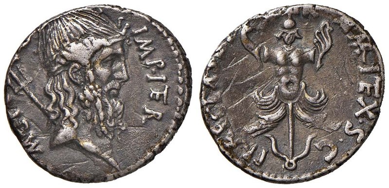 Sesto Pompeo - Denario (37-36 a.C., zecca siciliana) Testa di Nettuno a d. - R/ ...