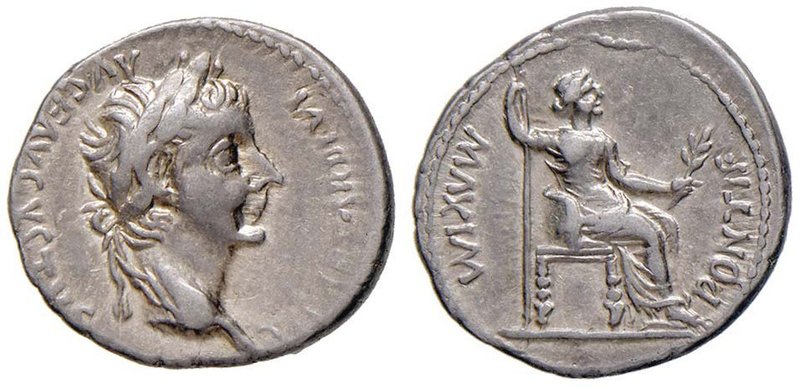 Tiberio (14-37) Denario (Lugdunum) Testa laureata a d. - R/ Livia seduta a d. – ...