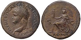 Nerone (54-68) Sesterzio (Lugdunum) Testa laureata a s. - R/ Roma seduta a s. – RIC 517 AE (g 26,16) Fondi ritoccati al R/

BB+