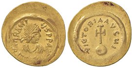 Eraclio (610-641) Semisse - Busto diademato a d. - R/ Croce potenziata – Sear 785 AU (g 2,23) Piccolo graffito (M?) nel cerchio esterno del R/ 

SPL...