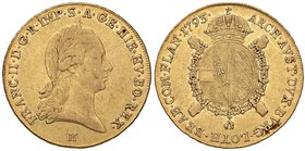 AUSTRIA Francesco II (1792-1806) Sovrano 1793 H – Fr. 471 AU (g 11,13) Graffietti al D/ e modesti depositi al R/

BB