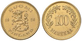 FINLANDIA 100 Markkaa 1926 – Fr. 8 AU (g 4,20) RR Minimi segnetti nel campo del R/

SPL+