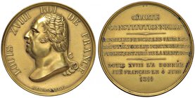 Medaglia scatola dedicata a Luigi XVIII contenente 18 stampine sul tema Monument de la sagesse royale con solo testo – MD (g 25,54 – Ø 47 mm) Le stamp...