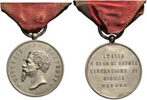 Medaglia 1860 Italia e Casa di Savoia Liberazione di Sicilia – Opus: S.J. - MB RR Con nastrino originale un poco scolorito

qFDC