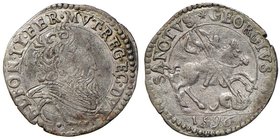 FERRARA Alfonso II (1559-1597) Giorgino 1596 – MIR 318/2 MI (g 2,79) Bellissimo esemplare con patina di vecchia raccolta, di grande rarità in questa c...