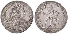 FIRENZE Cosimo III (1670-1723) Lira 1677 – MIR 335 AG (g 4,42) RR Ex Collezione Ravegnani Morosini. Debolezza marginale di conio, delicata patina 

...