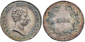 FIRENZE Ferdinando III (1814-1824) Lira 1822 – MIR 438/2 AG (g 3,92) R Esemplare di conservazione eccezionale con bellissima patina iridescente

FDC...